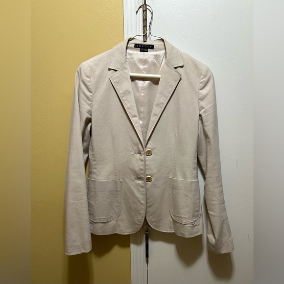 Theory Maricela Cream/LT Beige Women's 2 Button Cotton/Spandex Blazer(6) - Picture 2 of 8